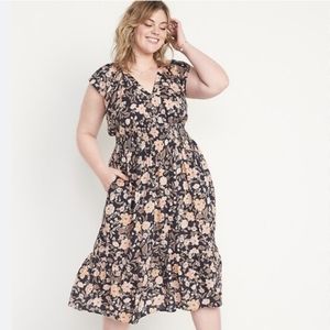 Old Navy Waist Defined Smocked Flutter Sleeve Midi Dress 3X